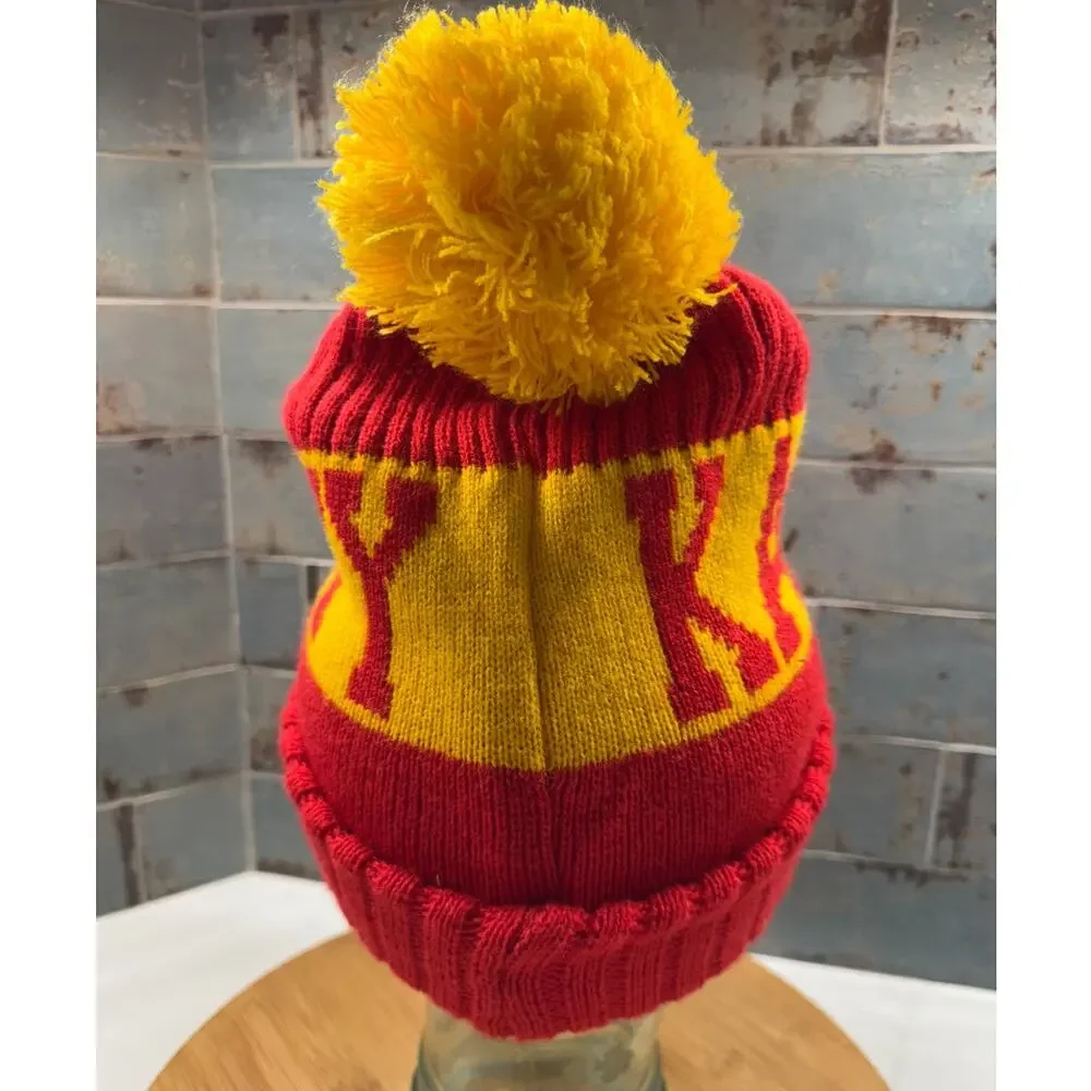 Kansas City Chiefs Colors Retro Beanie Pom Pom Lined Hat